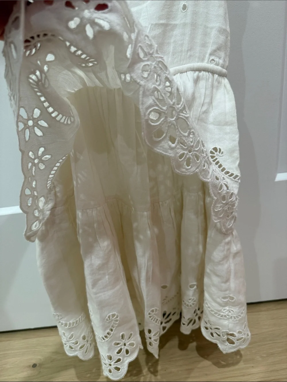 Sea New York white Eyelet Linen-Blend Mini Dress
